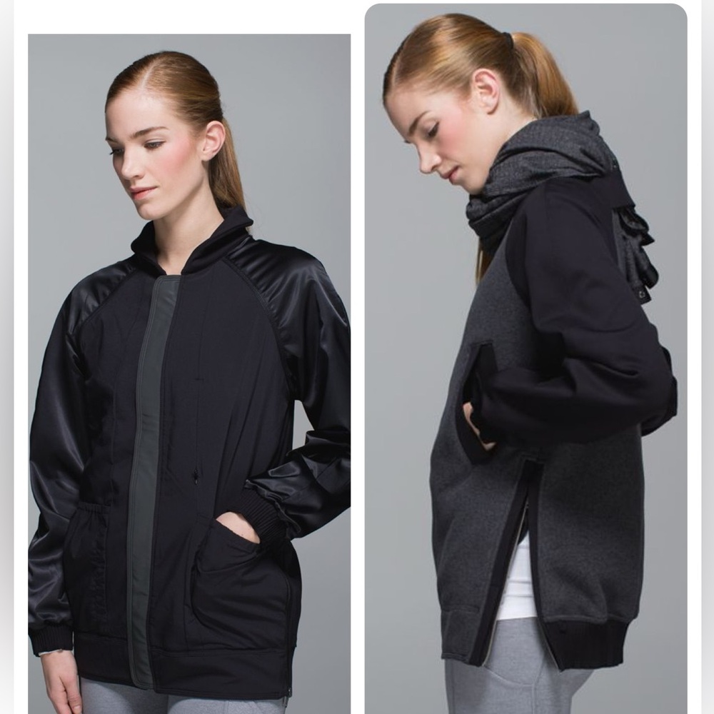 RARE Lululemon Both Ways Bomber * Reversible *Heathered Black / Black (US 6)